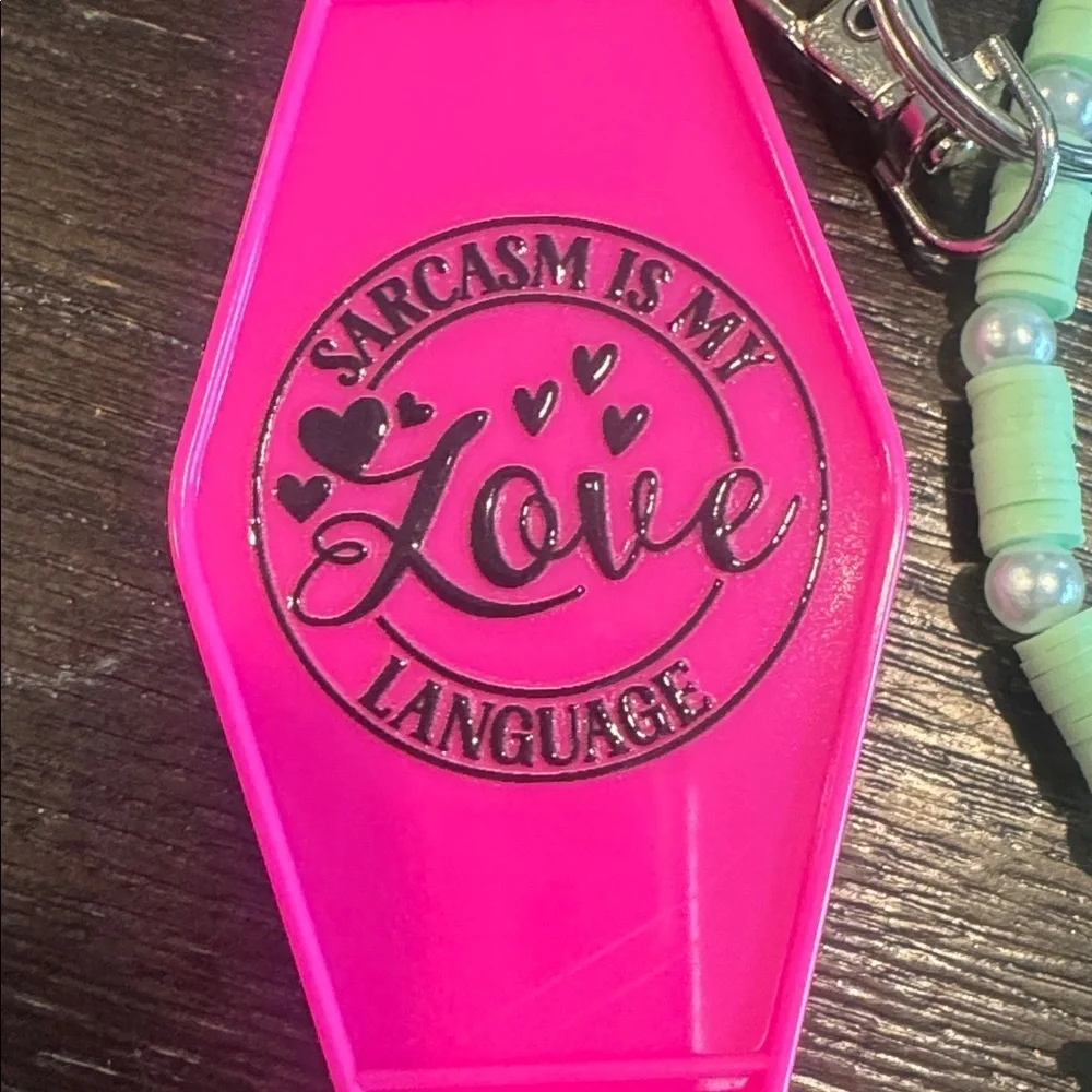 Sarcasm Love Pink and Green Keychain Set - Picture 2 of 2